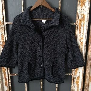 Talbots Petites Gray Black Crop Jacket Size MP